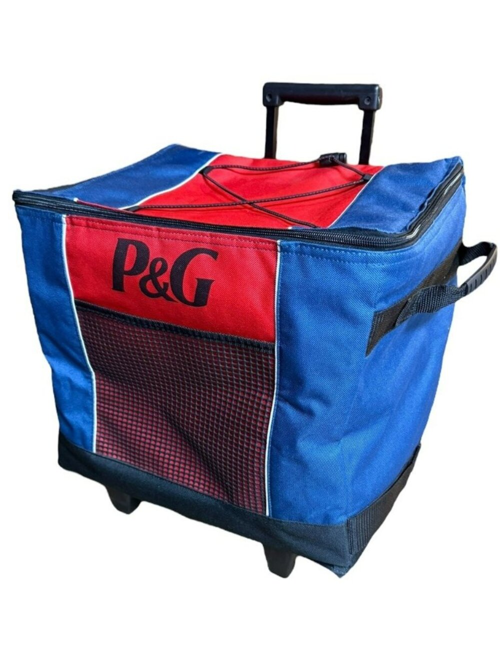 Large Soft Sided Igloo Cooler Procter & Gamble P&G Wheeled Rolling Blue Red
